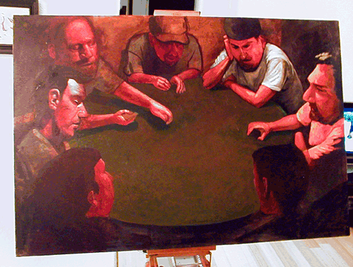 Poker game painting
