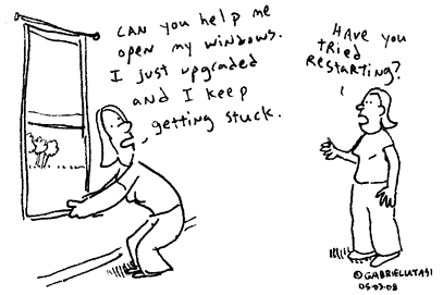 Funny cartoon by Gabriel Utasi about a Windows upgrade