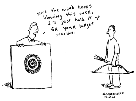 Funny cartoon by Gabriel Utasi about target practice