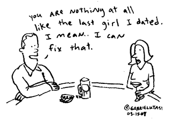 Funny cartoon by Gabriel Utasi about dating