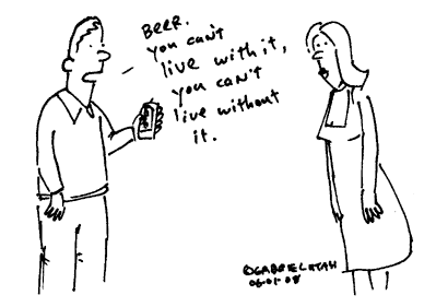 Funny cartoon by Gabriel Utasi about beer