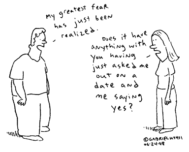 Funny cartoon by Gabriel Utasi about fear of commitment