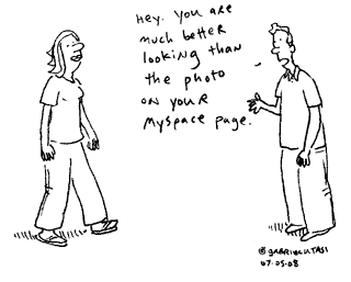 Funny cartoon by Gabriel Utasi about MySpace photos