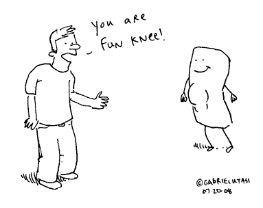 Funny cartoon by Gabriel Utasi about a fun knee