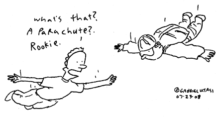 Funny cartoon by Gabriel Utasi about parachuting