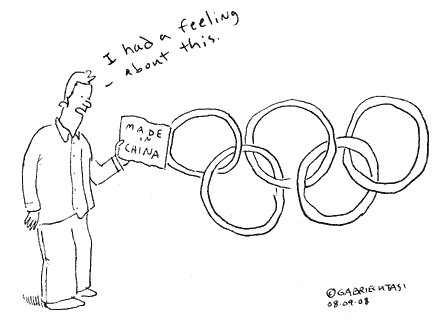Funny cartoon by Gabriel Utasi about the 2008 Olympic games being made in China