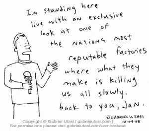 Funny cartoon by Gabriel Utasi about news coverage with no news