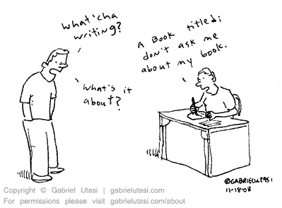 Funny cartoon by award winning artist Gabriel Utasi about writing a book