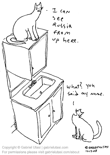 Funny cartoon by award winning artist Gabriel Utasi about a cat named Russia