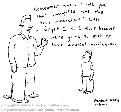 Funny cartoon by award winning artist Gabriel Utasi about medical marijuana
