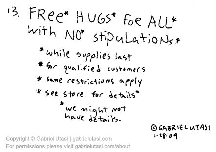 Great Marketing idea by award-winning artist Gabriel Utasi about free hugs that aren't free at all.