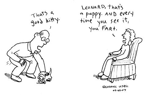 Funny cartoon by Gabriel Utasi about a puppy