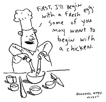 Funny cartoon by Gabriel Utasi about cooking an egg