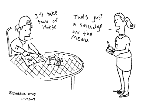 Funny cartoon by Gabriel Utasi about restaurants