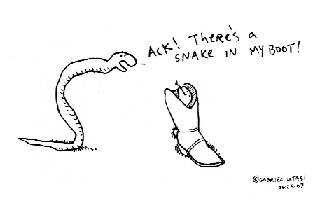 Snake in my boots cartoon by Gabriel Utasi